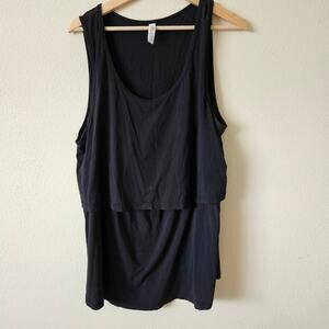 Latched Mama Simple Nursing Tank Black 1X